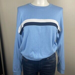 Bershka WomensSize Medium Y2k Style Baby Blue Stripe Soft Long sleeve Sweatshirt